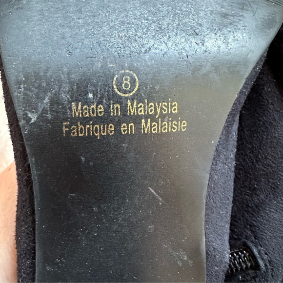 Premiere Collection Y2K Black Pointed Toe Faux Suede Ankle Boots Booties Size 8 - Picture 6 of 12